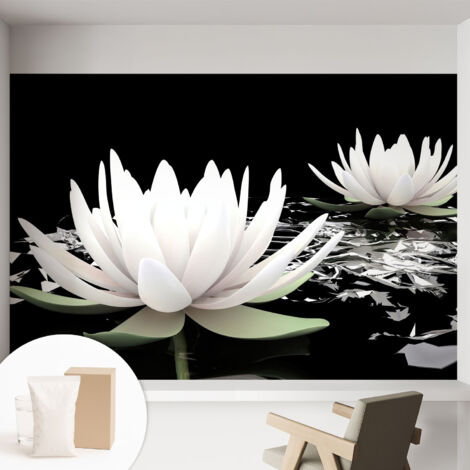 Papier peint intissé décoratif avec colle pour salon chambre et bureau Installation rapide Fleurs aquatiques 152x104 cm (1/5)