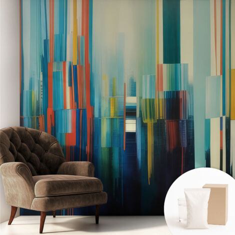Papier peint intissé mural avec imprimé motifs décoratifs - style contemporain - Colle incluse gratuite Rayures abstraites 250x250 cm (1/5)