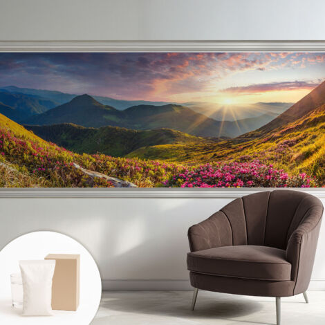 Papier peint intissé mural avec imprimé motifs décoratifs - style contemporain - Colle incluse gratuite Panorama de montagne 250x104 cm (1/5)