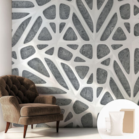 Papier peint intissé décoratif pour salon chambre et cuisine Facile à poser avec colle Réseau géométrique 250x250 cm (1/5)