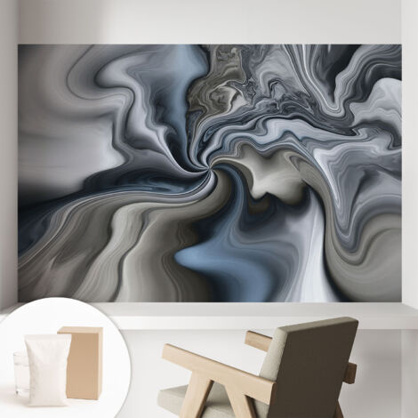 Papier peint intissé mural classique avec imprimé motifs décoratifs design élégant non‑tissé Nuages tourbillonnants 104x70 cm (1/5)
