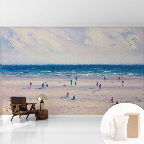 Papier peint intissé avec imprimé pour décoration intérieure pour rénovation a motif - Colle incluse gratuite Paysage marin 416x254 cm (1/5)