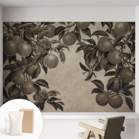 Papier peint intissé pour salon chambre à coucher peint imprimé pour mur - Colle incluse gratuite Motif fruité 152x104 cm (1/5)