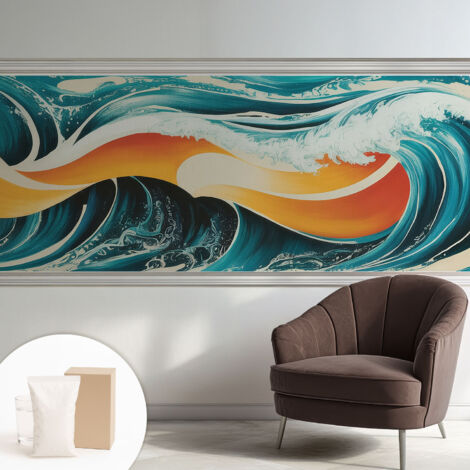 Papier peint intissé classique moderne pour salon et chambre à coucher Décoration rapide avec colle Vagues abstraites 250x104 cm (1/5)