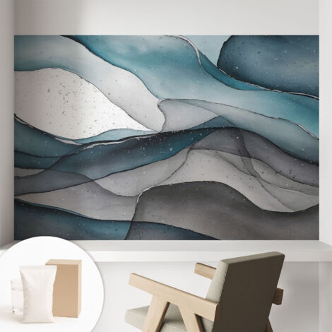 Papier peint intissé décoratif pour salon chambre et cuisine Facile à poser avec colle Vagues colorées 104x70 cm (1/5)