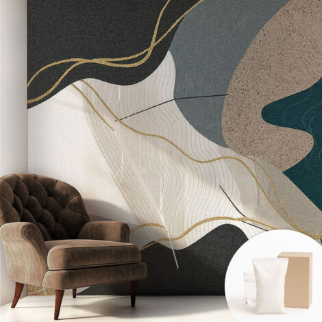 Papier peint intissé avec imprimé pour décoration intérieure pour rénovation a motif - Colle incluse gratuite Formes abstraites 250x250 cm (1/5)