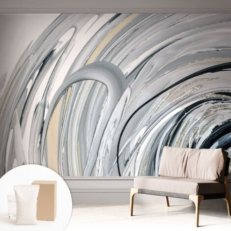 Papier peint intissé avec imprimé pour décoration intérieure pour rénovation a motif - Colle incluse gratuite Marbre abstrait 312x219 cm (1/5)