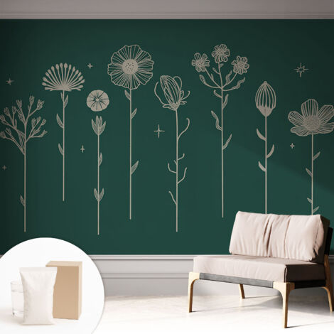 Papier peint intissé décoratif pour chambre et salon Design moderne à poser facilement - Colle incluse gratuite Fleurs délicates 312x219 cm (1/5)