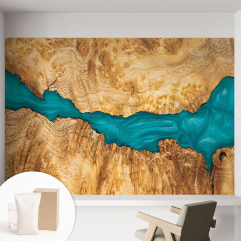 Papier peint avec colle pour décoration moderne de salon chambre à coucher cuisine et bureau Facile Bois et résine 152x104 cm (1/5)