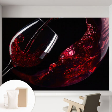 Papier peint intissé décoratif pour salon chambre et cuisine Facile à poser avec colle Vin rouge 152x104 cm (1/5)