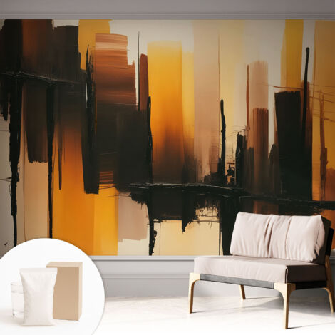 Papier peint intissé avec imprimé pour décoration intérieure pour rénovation a motif - Colle incluse gratuite Bandes verticales 312x219 cm (1/5)