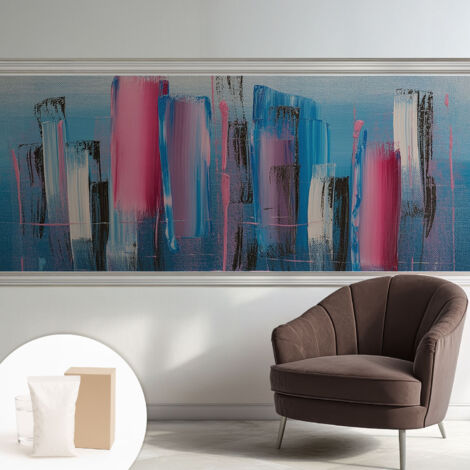 Papier peint intissé mural pour salon chambre à coucher tendance et originale - Colle incluse gratuite Bandes abstraites 250x104 cm (1/5)