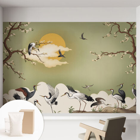Papier peint intissé mural avec imprimé motifs décoratifs - style contemporain - Colle incluse gratuite Nature élégante 152x104 cm (1/5)