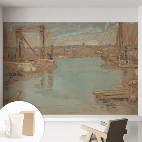 Papier peint intissé mural avec colle pour salon et chambre Décoration murale rapide - Colle incluse gratuite Vues portuaires 152x104 cm (1/5)