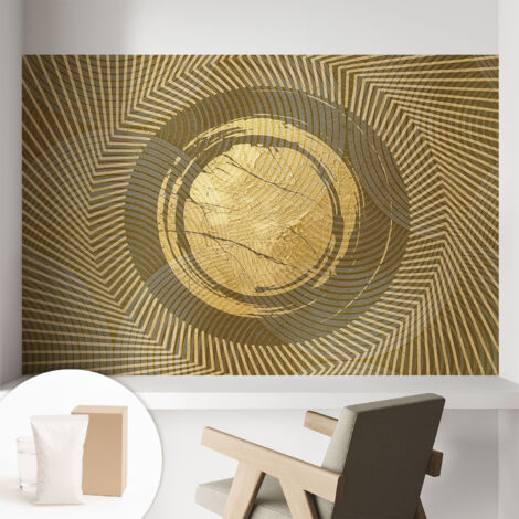 Papier peint intissé mural classique avec imprimé motifs décoratifs design élégant non‑tissé Lignes rayonnantes 104x70 cm (1/5)