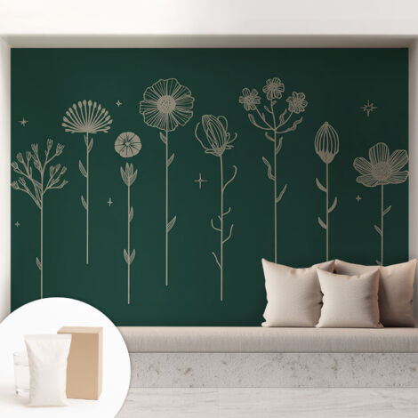 Papier peint intissé décoratif pour chambre et salon Design moderne à poser facilement - Colle incluse gratuite Fleurs délicates 208x146 cm (1/5)
