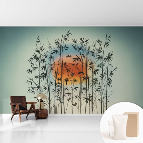 Papier peint intissé décoratif pour salon chambre et cuisine Facile à poser avec colle Coucher de soleil harmonieux 416x254 cm (1/5)