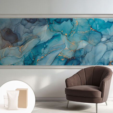 Papier peint avec colle pour décoration moderne de salon chambre à coucher cuisine et bureau Facile Abstrait bleu 250x104 cm (1/5)