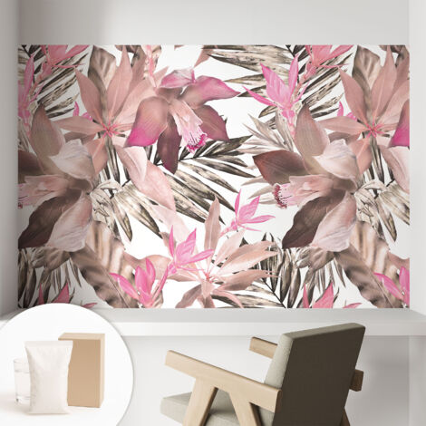 Papier peint intissé mural avec imprimé pour décoration pour salon pour chambre à coucher pour entrée Fleurs exotiques 104x70 cm (1/5)