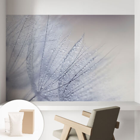 Papier peint intissé mural classique avec imprimé motifs décoratifs design élégant non‑tissé Pissenlit couvert de rosée 104x70 cm (1/5)
