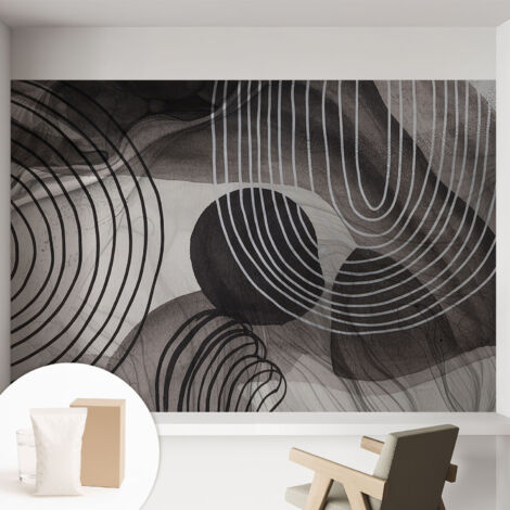 Papier peint intissé pour salon chambre à coucher peint imprimé pour mur - Colle incluse gratuite Harmonie des formes 152x104 cm (1/5)