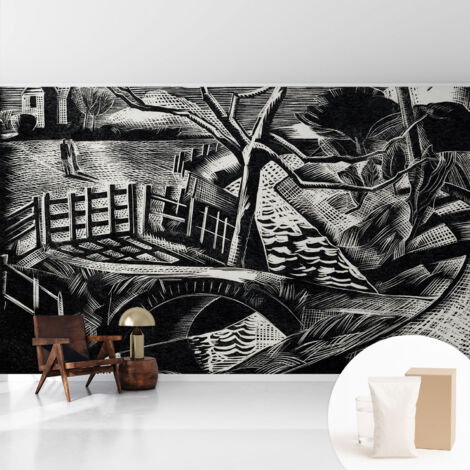 Papier peint intissé mural classique avec imprimé motifs décoratifs design élégant non‑tissé Paysage architectural 416x254 cm (1/5)