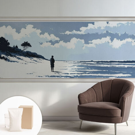 Papier peint intissé décoratif pour salon chambre et cuisine Facile à poser avec colle Silence de la plage 250x104 cm (1/5)