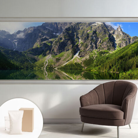 Papier peint intissé pour salon chambre à coucher peint imprimé pour mur - Colle incluse gratuite Montagnes pittoresques 250x104 cm
