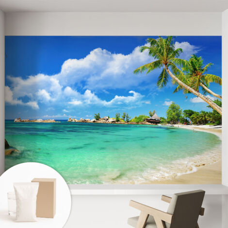 Papier peint intissé classique moderne pour salon et chambre à coucher Décoration rapide avec colle Paradis tropical 152x104 cm (1/5)