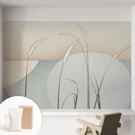Papier peint intissé à motifs décoratifs pour salon chambre et bureau Décoration murale élégante avec colle Herbes douces 152x104 cm (1/5)