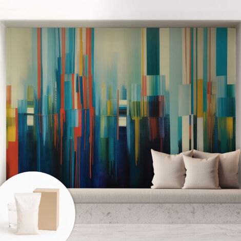 Papier peint intissé mural avec imprimé motifs décoratifs - style contemporain - Colle incluse gratuite Rayures abstraites 208x146 cm (1/5)