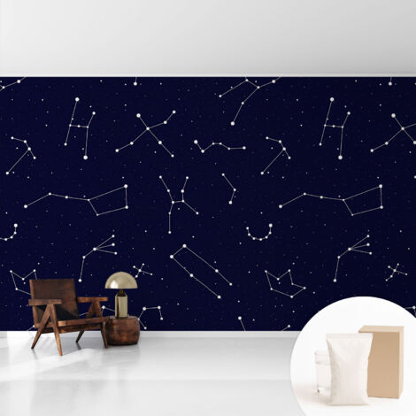Papier peint intissé pour salon chambre à coucher peint imprimé pour mur - Colle incluse gratuite Ciel étoilé 416x254 cm (1/5)