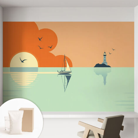 Papier peint intissé classique moderne pour salon et chambre à coucher Décoration rapide avec colle Enchantement marin 152x104 cm (1/5)