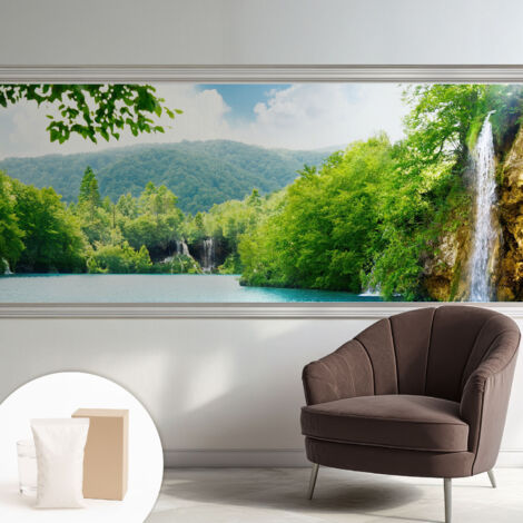 Papier peint intissé mural classique avec imprimé motifs décoratifs design élégant non‑tissé Cascade naturelle 250x104 cm (1/5)