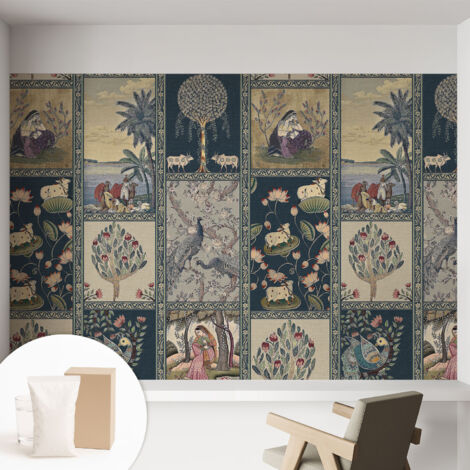 Papier peint intissé avec imprimé pour décoration intérieure pour rénovation a motif - Colle incluse gratuite Scène romantique 152x104 cm (1/5)
