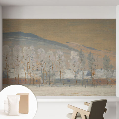 Papier peint intissé décoratif pour salon chambre et cuisine Facile à poser avec colle Scène hivernale 152x104 cm (1/5)