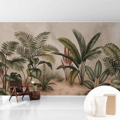 Papier peint intissé décoratif avec motifs pour salon et chambre a motif - Colle incluse gratuite Motif végétal 416x254 cm (1/5)