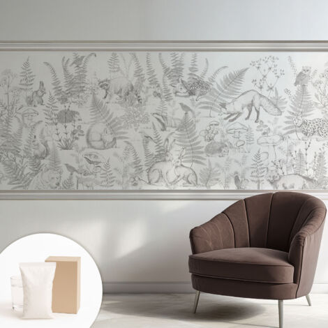 Papier peint intissé décoratif pour salon chambre et cuisine Facile à poser avec colle Animaux de la forêt 250x104 cm (1/5)