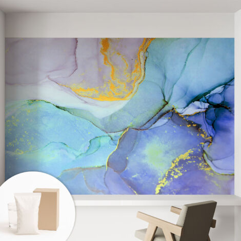 Papier peint avec colle pour décoration moderne de salon chambre à coucher cuisine et bureau Facile Formes aquarellées 152x104 cm (1/5)