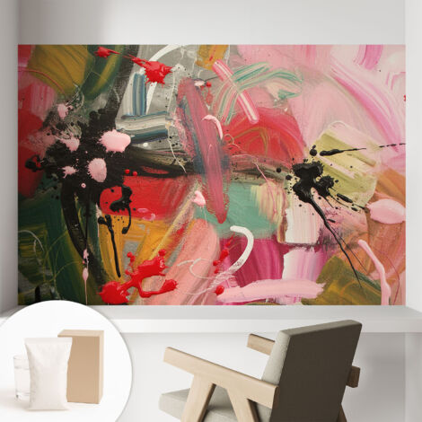 Papier peint intissé décoratif pour salon chambre et cuisine Facile à poser avec colle Chaos coloré 104x70 cm (1/5)