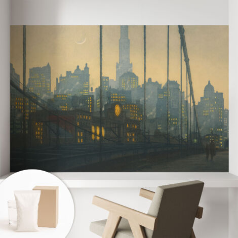 Papier peint intissé à motifs décoratifs pour salon chambre et bureau Décoration murale élégante avec colle Panorama du soir 104x70 cm (1/5)