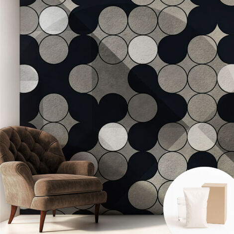 Papier peint intissé décoratif pour salon chambre et cuisine Facile à poser avec colle Cercles géométriques 250x250 cm (1/5)