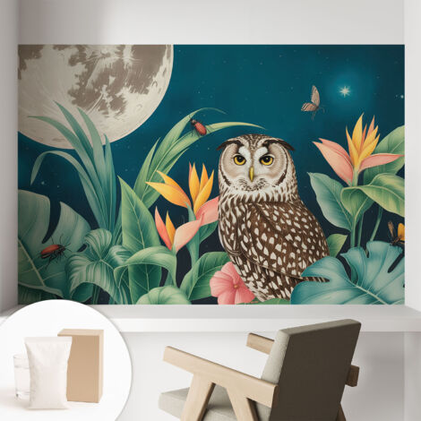 Papier peint intissé pour salon chambre à coucher peint imprimé Installation facile - Colle incluse gratuite Safari lunaire 104x70 cm (1/5)