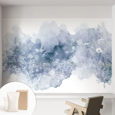 Papier peint intissé décoratif avec motifs pour salon et chambre a motif - Colle incluse gratuite Prairie fleurie 152x104 cm (1/5)
