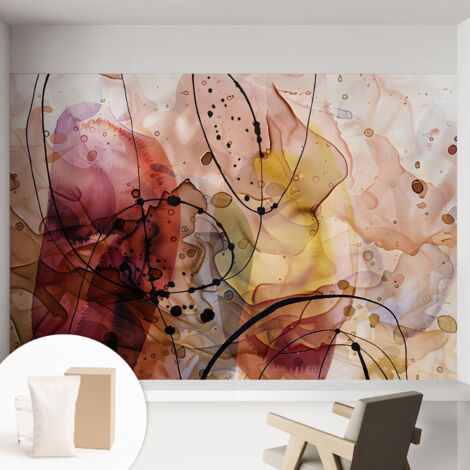 Papier peint décoratif avec colle pour salon, chambre à coucher et bureau – Design moderne et facile à poser Harmonie abstraite 152x104 cm (1/5)