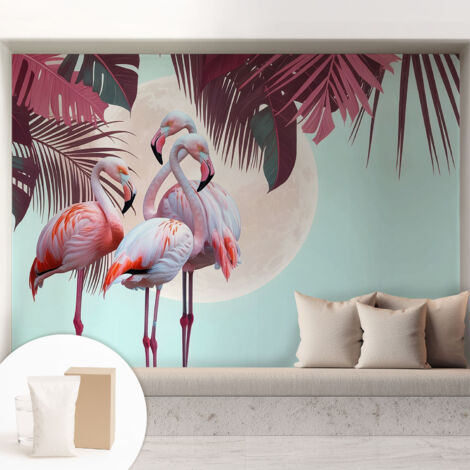 Papier peint intissé décoratif pour salon chambre et cuisine Facile à poser avec colle Oiseaux exotiques 208x146 cm (1/5)