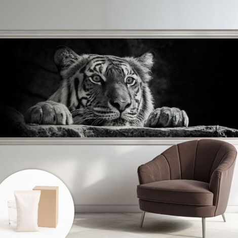 Papier peint intissé mural avec imprimé motifs uniques apparence moderne - Colle incluse gratuite Regard prédateur 250x104 cm (1/5)