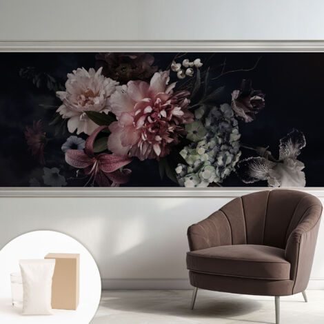 Papier peint intissé avec imprimé pour décoration intérieure pour rénovation a motif - Colle incluse gratuite Composition florale 250x104 cm (1/5)