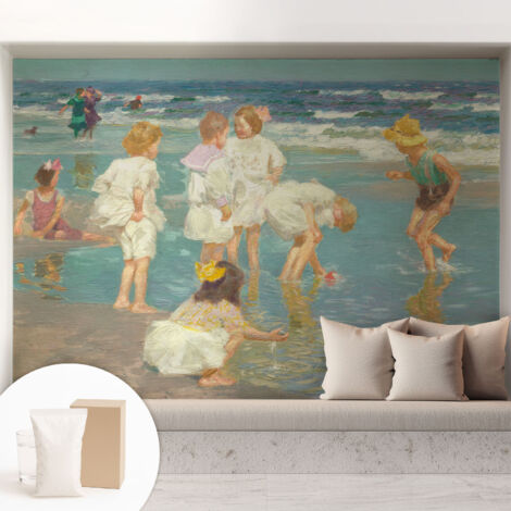 Papier peint intissé mural avec imprimé motifs uniques apparence moderne - Colle incluse gratuite Enfance à la plage 208x146 cm (1/5)