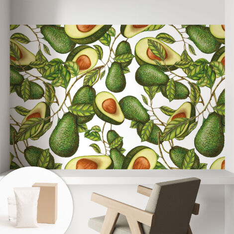 Papier peint intissé décoratif pour chambre et salon Design moderne à poser facilement - Colle incluse gratuite Motif d'avocat 104x70 cm (1/5)